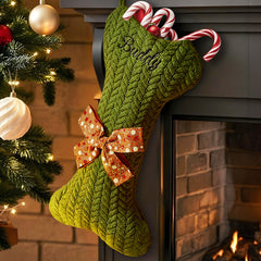 Personalised Dog Bone Christmas Stocking - Custom Name Gift for Puppy Lovers