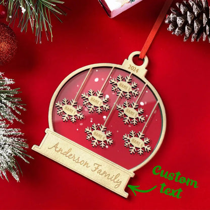 Personalised Wooden Family Christmas Ornament - Custom Engraved Name Bauble