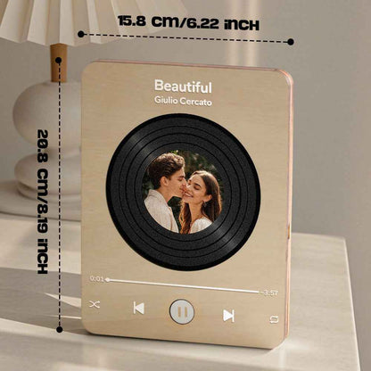 Wooden Music Record Player with Photo Wedding Anniversary Gifts