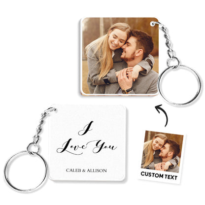 Custom Double Sided Photo Keychain | Personalised Acrylic Gift For Her/Him