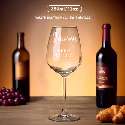 Personalised Name Red Wine Glass - Unique Bridal Party Gift