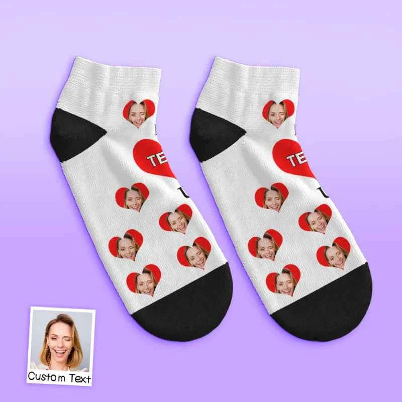 Custom Face Low Cut Ankle Socks – A Heartfelt "I Love U Mom" Gift for Every Occasion