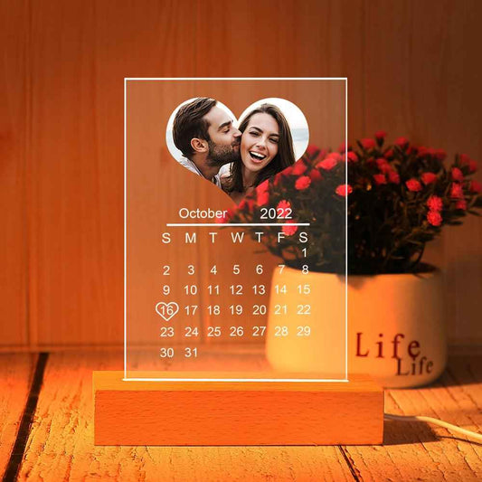 Custom Heart-Shape Photo Orange Night Light Custom Calendar Lamp Acrylic Lamp