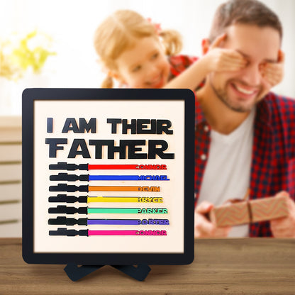 Custom Name Lightsaber Sign - Personalised Father's Day Gift with Wooden Plaque