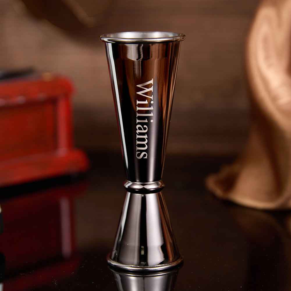 Personalized Engraved Text Stainless Steel Cocktail Jigger Measurements Gift for Bartender