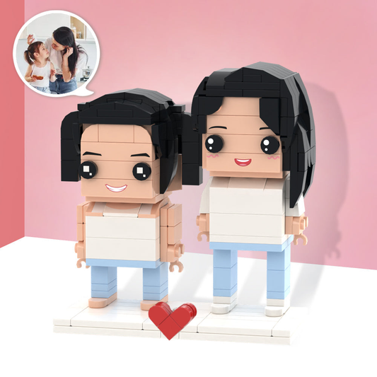Personalised custom brick figures for two people by PhotoOnGifts — lifelike couple miniatures in eco‑friendly ABS made from your photos