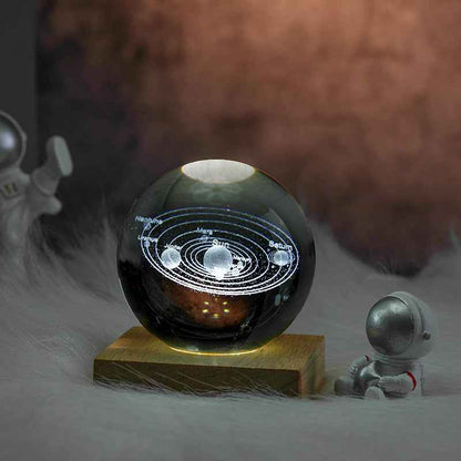 LED Glowing Light Square Wooden Base for 8cm Crystal Ornament