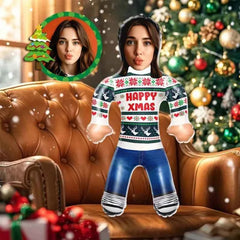 Custom Face Happy Xmas Blow Up Dolls Funny Inflatable Balloon Custom Air Doll for Party Favors Christmas Gifts