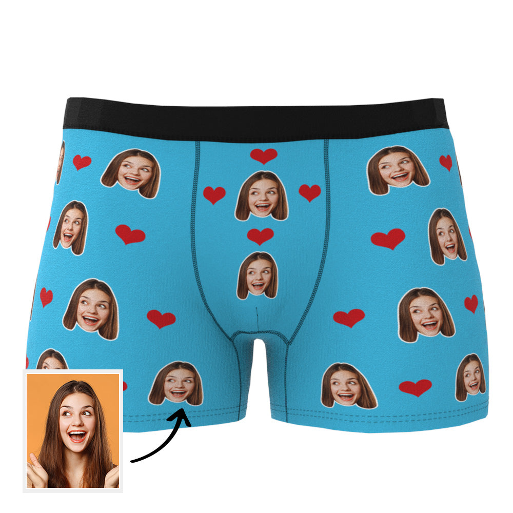 Custom Photo Heart Boxer Briefs | Personalised Men's Underwear
