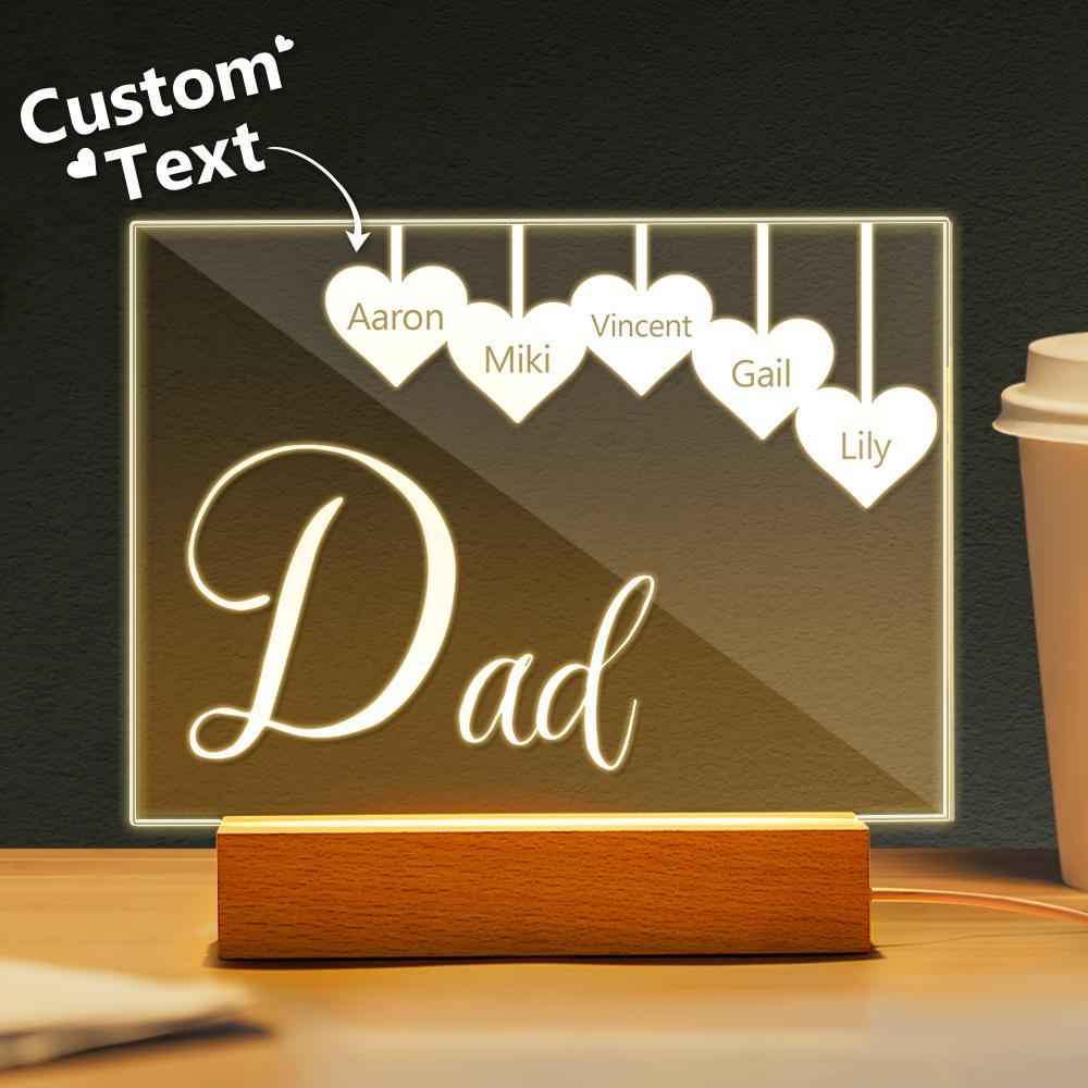 Personalized Engraved 1-5 Names Night Light Gifts For Dad