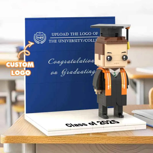 Custom LOGO Brick Figure Full Body Customizable 1 Person Display Panel Graduation Gift