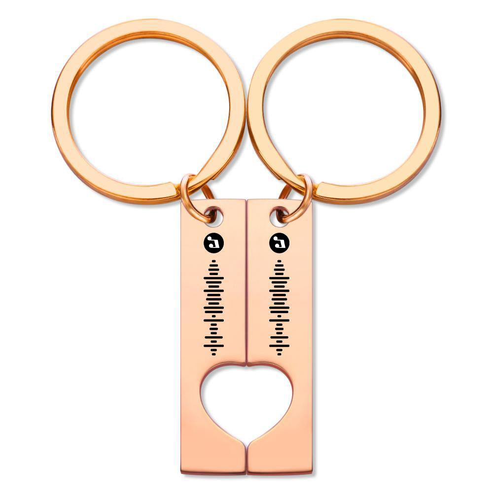 Heart cut‑out detail on personalised Spotify music code keychain in stainless steel showing smooth edges and durable finish