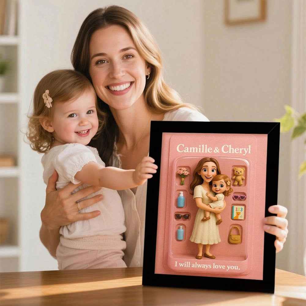 Family Cartoon Portrait - Custom Photo Frame & Personalized Toy Box Art