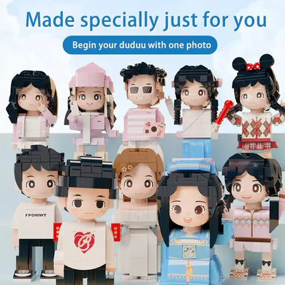 Personalised Full Body Duddu Brick Figure - Custom LEGO-Style Birthday Gift