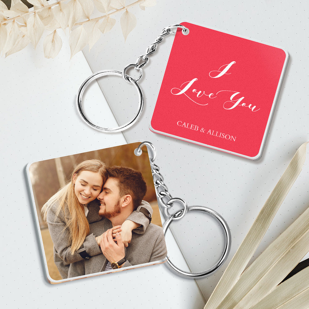 Custom Double Sided Photo Keychain | Personalised Acrylic Gift For Her/Him