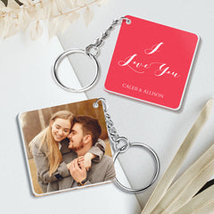 Custom Double Sided Photo Keychain | Personalised Acrylic Gift For Her/Him