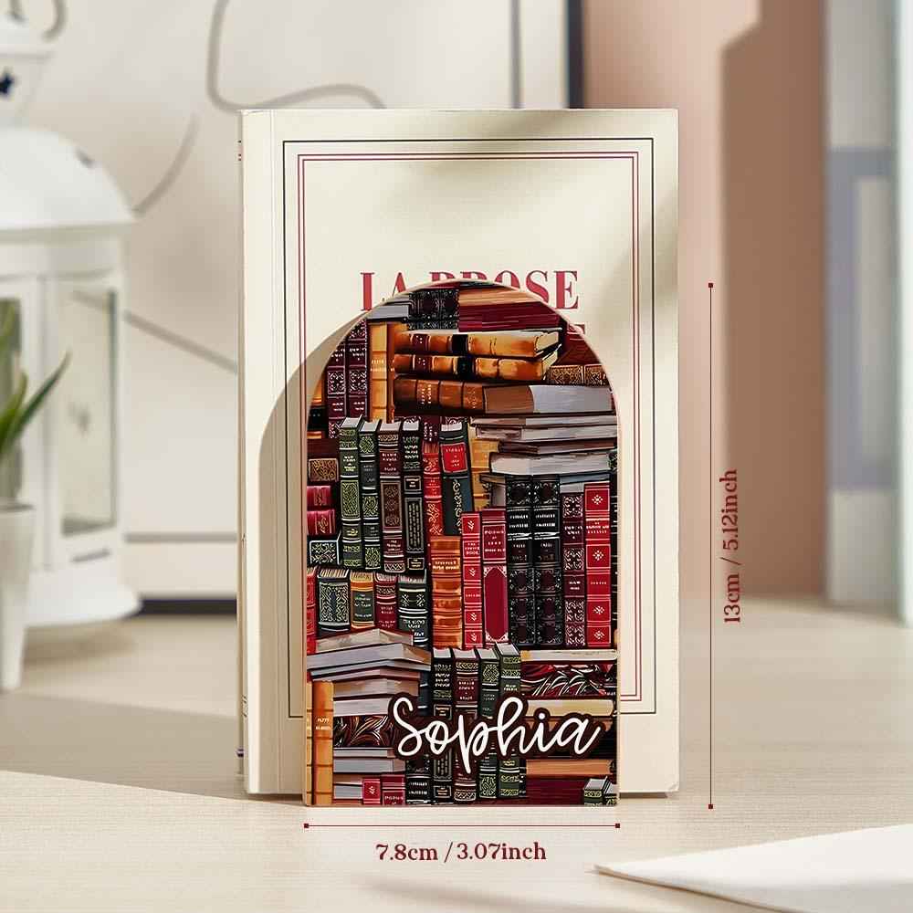 Personalized Name Wood Bookends Shelves Library Book Retro Design Gift for Book Lover