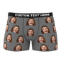 Custom photo boxer shorts flat lay showing stretch fabric and comfortable elastic waistband — personalised underwear