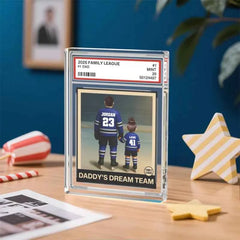 Personalized Acrylic Block Plaque Hockey No. 1 Dad Man & Kids Trading Card Style Father's Day Gifts Birthday Gift
