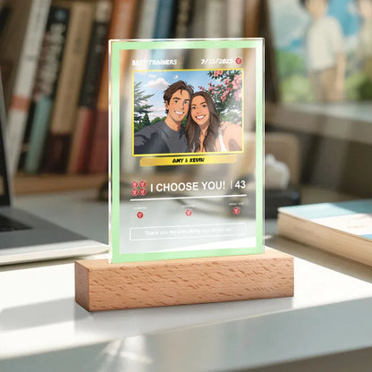 Romantic setting with the personalised Photo Lamp glowing softly for anniversaries or Valentine’s Day.