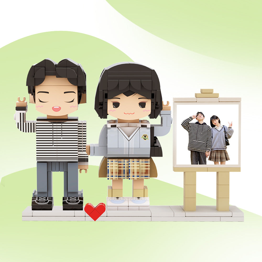Custom Couple LEGO-Style Photo Frame - Personalised Brick Figure Gift