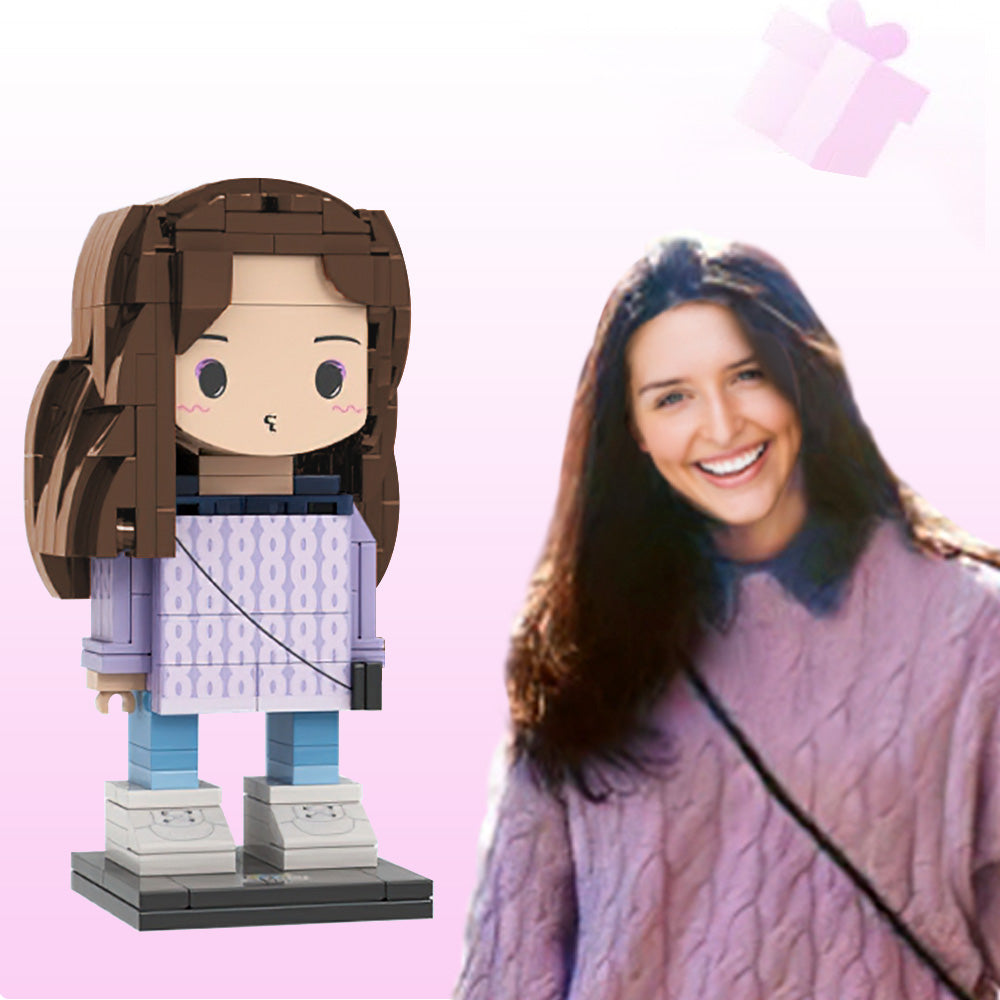 Full-Body Personalised Brick Figure (one person) in a custom outfit — bespoke small-particle block toy made from eco‑friendly ABS; perfect personalised photo gift for weddings, Mother’s Day or teachers