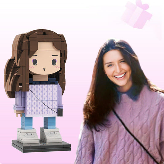 Full-Body Personalised Brick Figure (one person) in a custom outfit — bespoke small-particle block toy made from eco‑friendly ABS; perfect personalised photo gift for weddings, Mother’s Day or teachers
