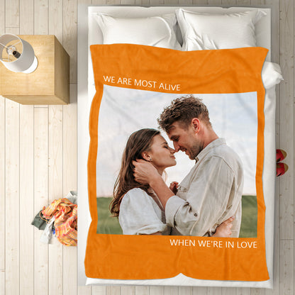 Personalised Fleece Photo Blanket With Custom Text - Soft Keepsake Throw