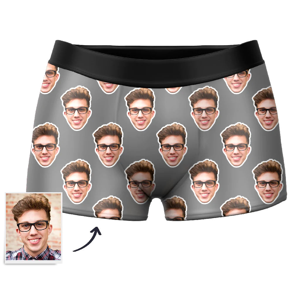 Three‑quarter view of personalised boxer shorts on model demonstrating snug fit and stretch comfort for men's underwear