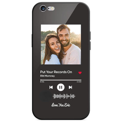 Custom Scannable Music Code Glass iPhone Case - Personalised Photo & Music