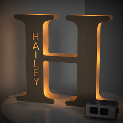 Personalised Wooden Letter Lamp - Custom Name Night Light 19CM - Unique Gift