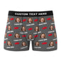 Back view of personalised men's boxer shorts with full-width custom photo waistband – personalised gift for husband or boyfriend