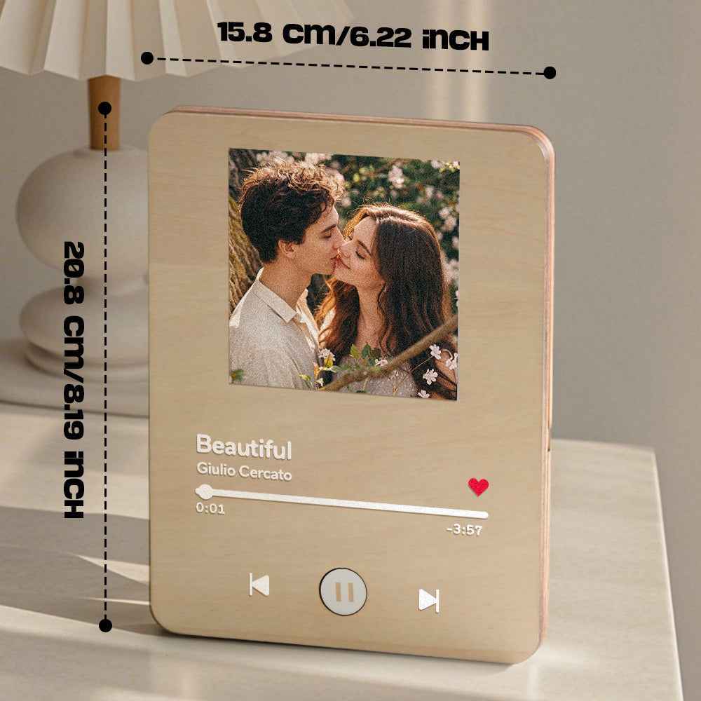 Wooden Music Record Player with Photo Wedding Anniversary Gifts