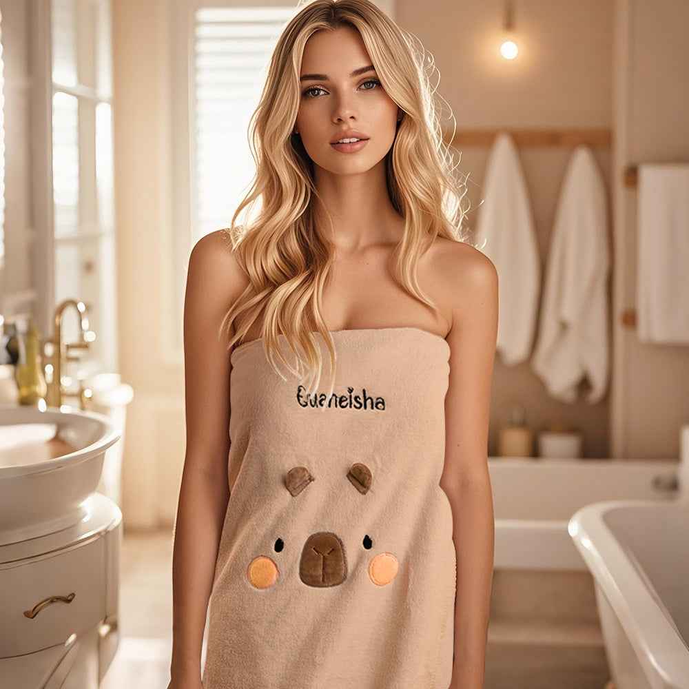 Personalized Bath Towel Custom Bathrobe with Embroidered Name Gift for Her