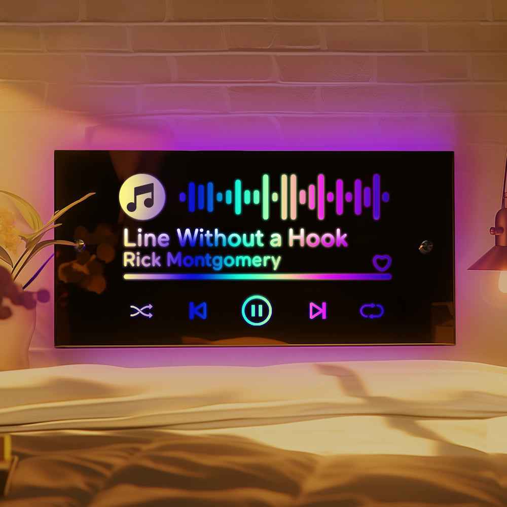 Scannable Code Mirror Light Name Mirror Sign Custom LED illuminated Light-Up Bedroom Sign Gift for Him