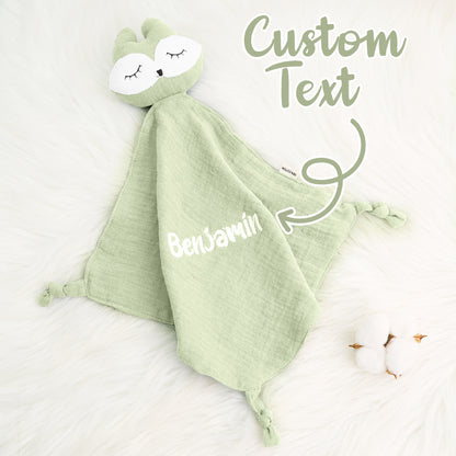 Selection of personalised baby comfort towels in assorted colours showing embroidered name options — thoughtful personalised gifts for newborns