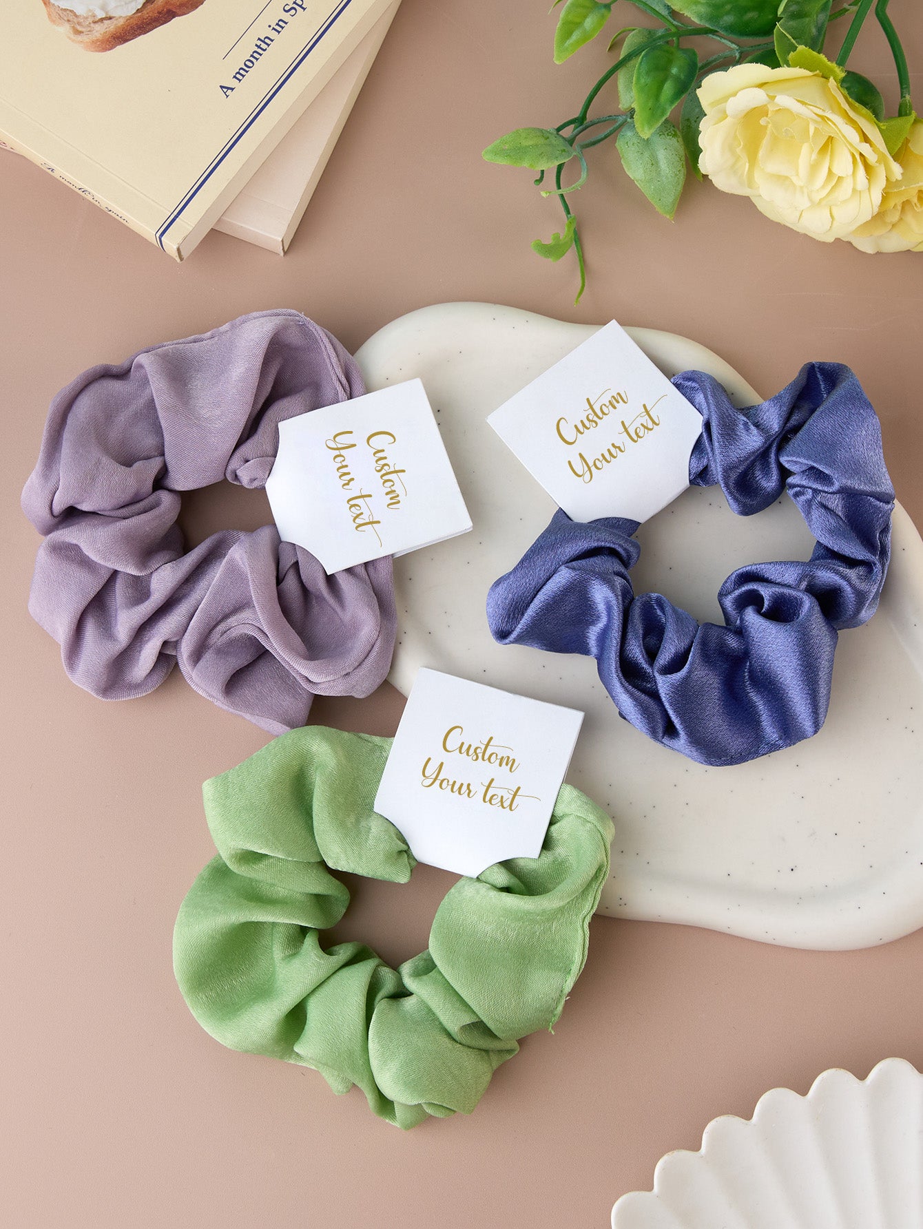 Personalised Bridesmaid Hair Scrunchies - Custom Tie the Knot Wedding Party Gift