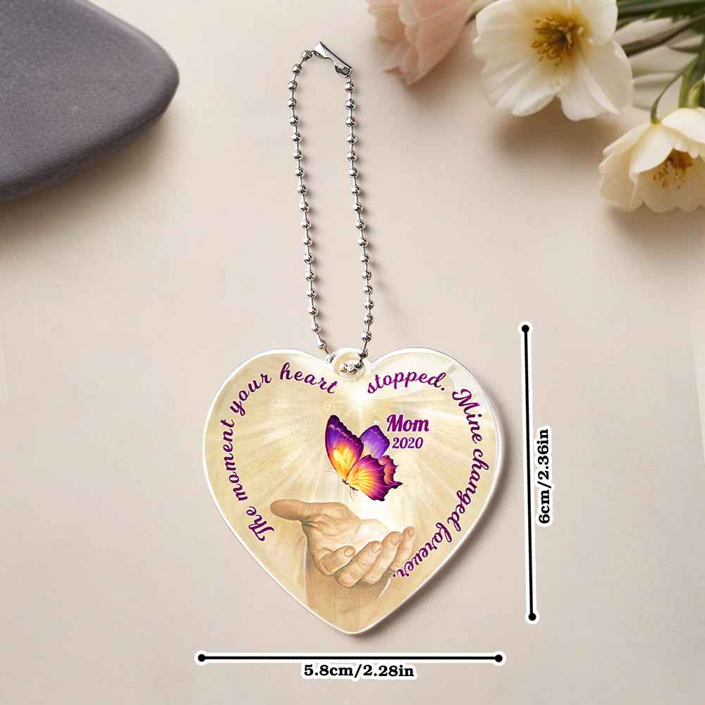 Personalized Butterfly Car Ornament with Name Heart Memorial Ornament Gift