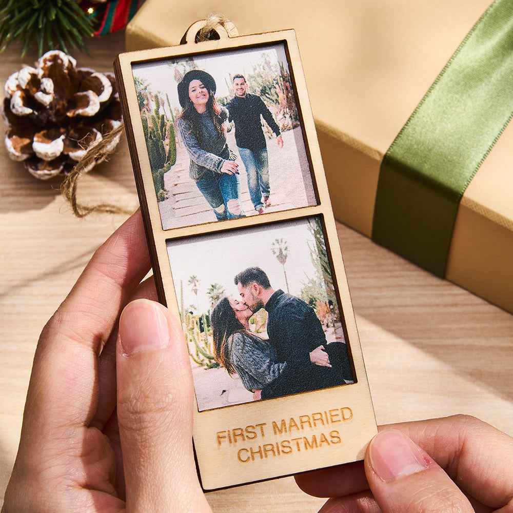 Personalized Photo Christmas Ornament Wooden Frame Ornament for Christmas Gifts