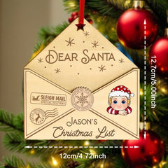 Personalised 3D Letter to Santa Wooden Christmas Ornament - Custom Gift for Children