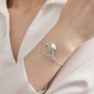 Personalized Graduation Cap Bracelet with Name for Class of 2024 Graduation Gift for Her