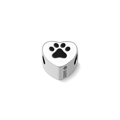 Paw Print Custom Heart Photo Charm Bead Pendant Silver