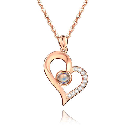 Personalized Heart Pendant Photo Projection Necklace