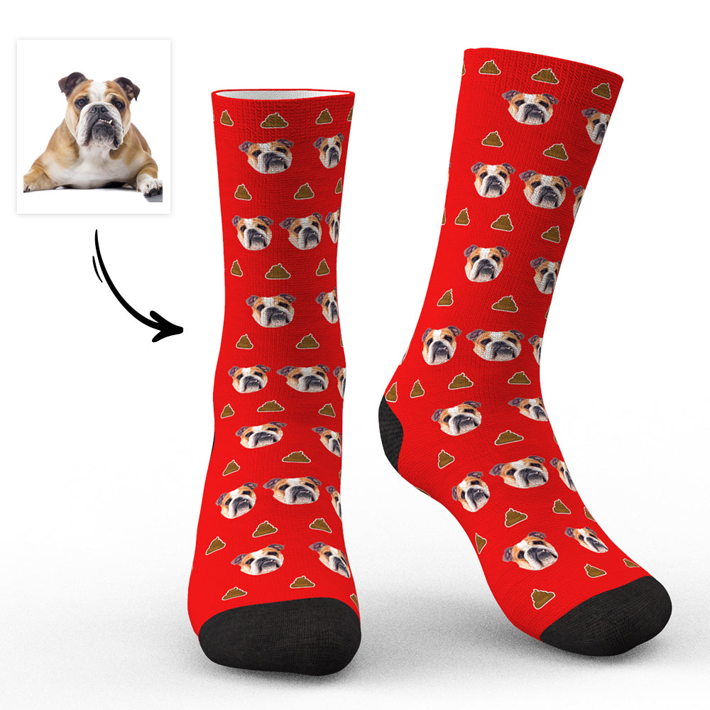 Care instructions for personalised dog photo socks — wash inside out on gentle cycle, do not bleach and air dry to preserve print quality