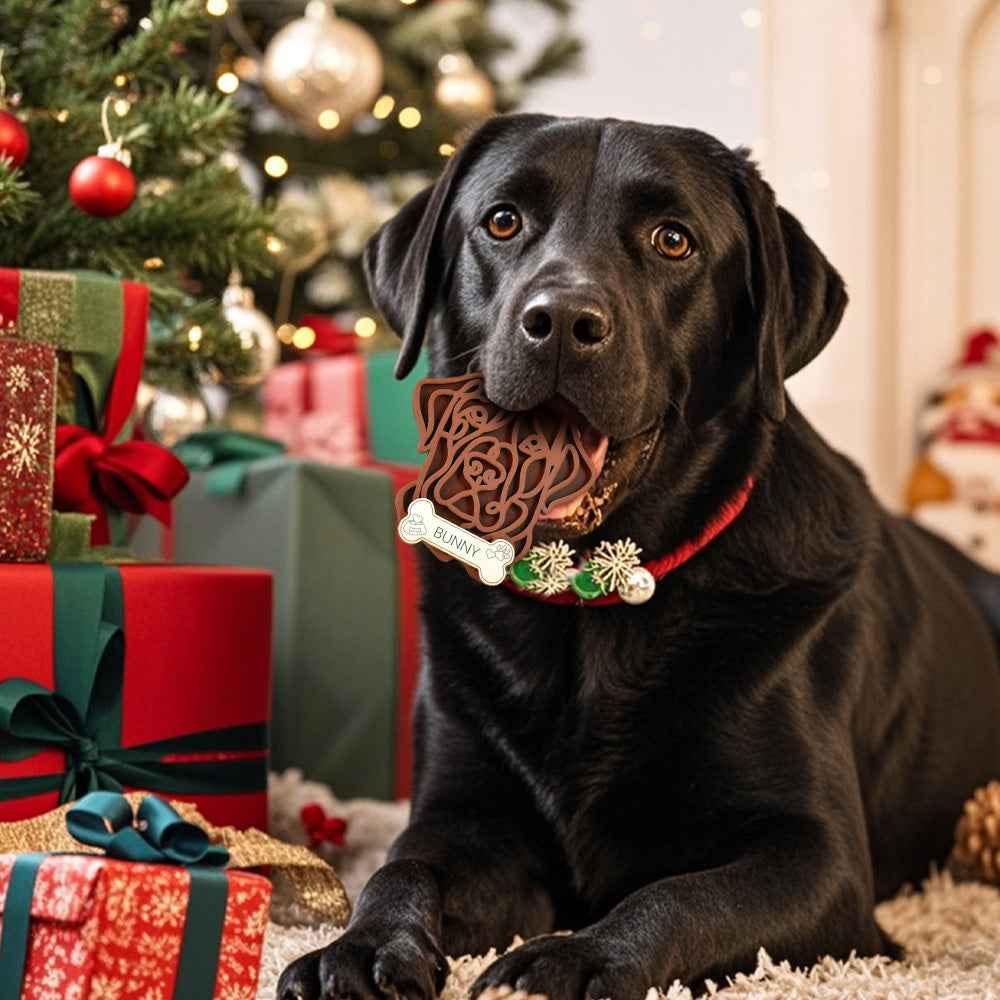 Personalized Line Art Dog with Name Christmas Ornament Christmas Gift for Dog Lover