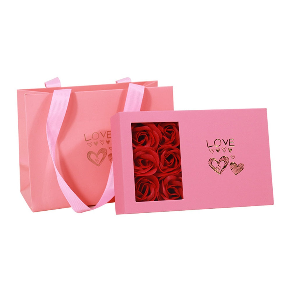 Personalised 6 Roses Eternal Pink Jewellery Gift Box with Flowers