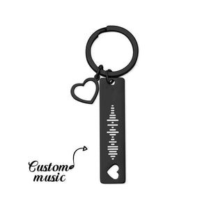 Personalized Scannable Music Code Keychain with Heart Pendant