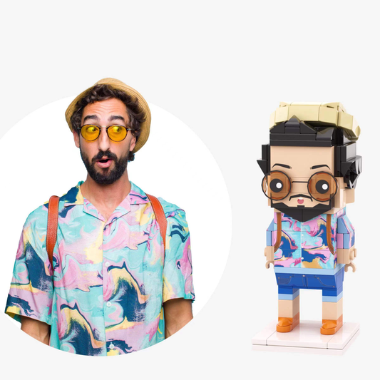 Full‑body personalised brick figure made from one person’s photo – custom mini figure in eco‑friendly ABS, personalised photo gift for UK & Australia