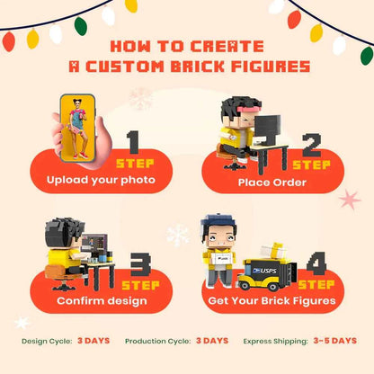Custom Dragon-Li Brick Figures Fully Body Customizable 1 Cat Photo Small Particle Block Customized Cat Only