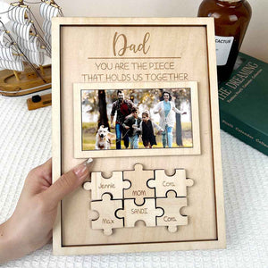 Father's Day Gifts Custom Dad You Are the Piece That Holds Us Together Puzzle Piece Sign Personalized Family Member Sign Gift for Dad